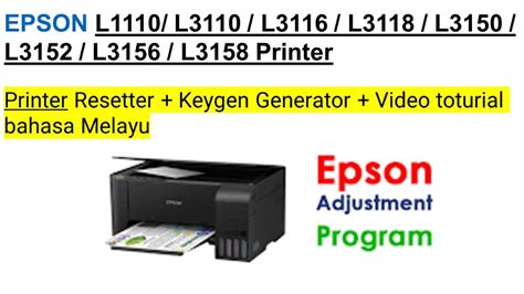 How to Reset EPSON L1110 L3110 L3116 L3118 L3150 L3152 .